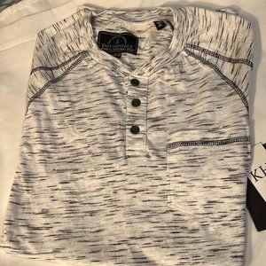 Men’s Henley Space Dyed Pocket Tee – Black, White, Gray XL